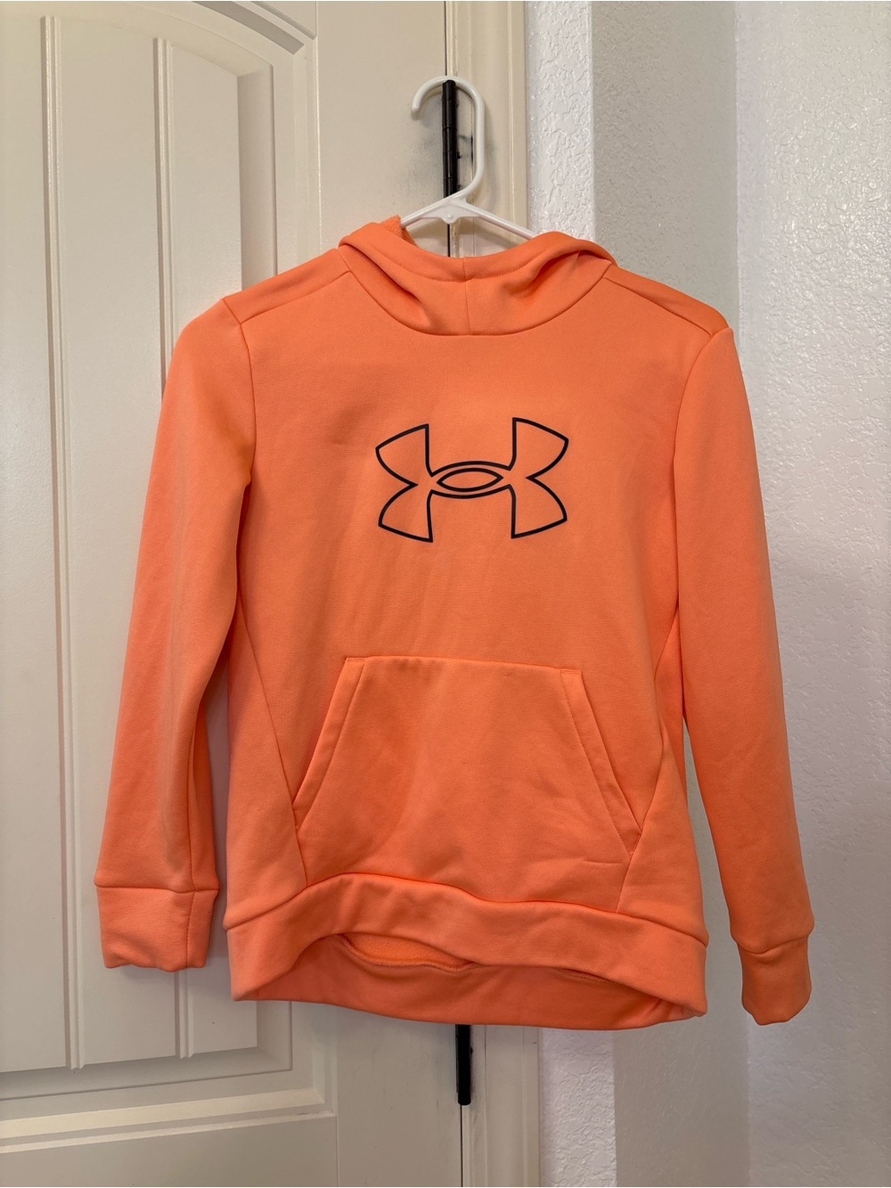 Under Armour Youth Medium Neon Orange Fleece Hoodie Pullover Sweatshirt YMD